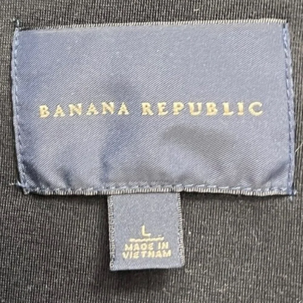 Banana Republic Men’s Quarter Zip Snap Pullover Black Fleece Top Size Large